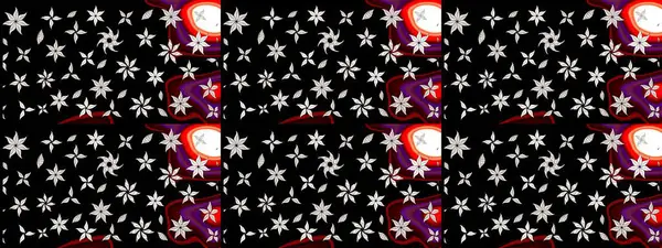 Çiçekli karalama şeklinde Raster çiçek deseni. Nazik, yaz çiçekleri siyah renklerde. Raster illüstrasyonu.