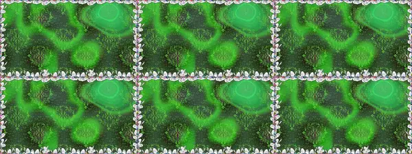 3 boyutlu çiçekler, pürüzsüz. Raster illüstrasyonu. Yeşil renklerde.