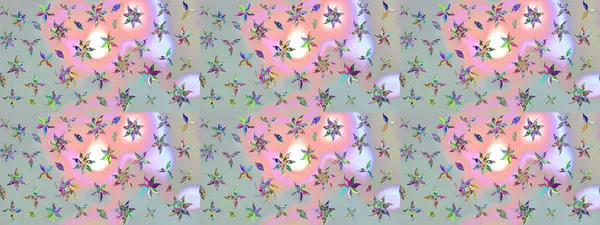 Gri renkli Asya tekstili. Çiçek desenli çizim. Raster illüstrasyonu.