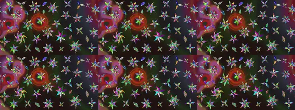 Renkli Yaz Temalı eskiz kalıbı. Raster Illustrasyon 'daki Çiçek Deseni' nin son moda çizimi. Gri renkli çiçekler. Düz Çiçek Elementleri Tasarımı.