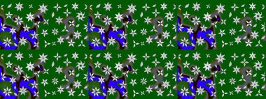 Çizim çiçek deseni duvar kâğıdı olarak kullanılabilir. Yeşil renkli çiçekler. Raster illüstrasyonu.