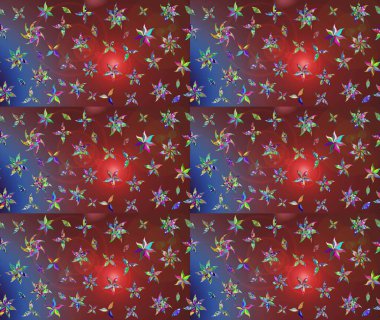 Raster illüstrasyonu. El çizimi çiçekli soyut çizim kalıbı. Kahverengi renkte çiçekler.