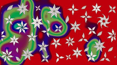 Arkaplan dokusu, duvar kağıdı, kırmızı renkli çiçek teması. Kabile sanatı boho baskısı, klasik çiçek arkaplanı. Soyut etnik raster çizim kalıbı.