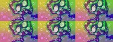 Raster illüstrasyonu. Yeşil renkte karalamalı çiçek deseni çiz.