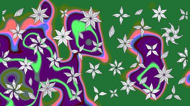 Çiçeksel elementlerle süslenmiş zarif raster dokusu. Parlak çiçekli yeşil renkler üzerine soyut çizim deseni. Küçük çiçekte şirin bir çiçek deseni var..