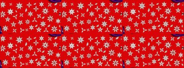 Raster illüstrasyonundaki çiçek desenli çizim. Kırmızı renkte çiçekler. Renkli Bahar Teması eskiz kalıbı. Düz Çiçek Elementleri Tasarımı.