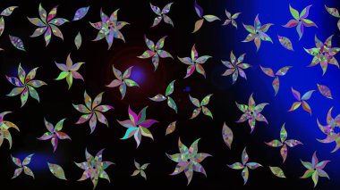 Raster Güzel kumaş deseni. Raster suluboya deseni, narin çiçekler, siyah çiçekler, tebrik kartı şablonu..