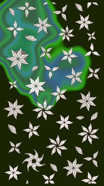 Kumaş, tekstil, duvar kağıdı baskısı için. Eskiz geçmişi. Raster illüstrasyonu. Tomurcukları papatya çiçekleri olan sevimli bir çiçek deseni. Eski usul. Miles Fleur, dandik süs.