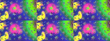 Raster illüstrasyonu. Eski usul. Eskiz geçmişi. Tomurcukları papatya çiçekleri olan sevimli bir çiçek deseni. Miles Fleur, süslü püslü bir süs. Kumaş, tekstil ve duvar kağıdı baskısı için..