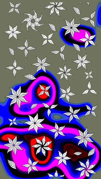 Yeşil renkli çiçekler. Raster düz çiçek çizim deseni. Tasarım hediye paketi, tebrik kartları, posterler ve afiş tasarımı.