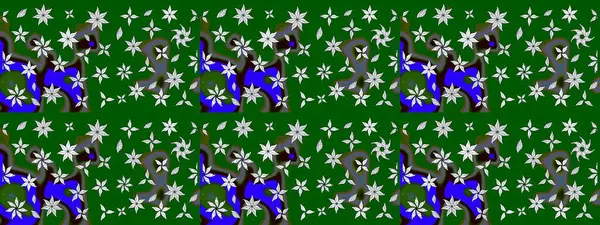 Çizim çiçek deseni duvar kâğıdı olarak kullanılabilir. Yeşil renkli çiçekler. Raster illüstrasyonu.