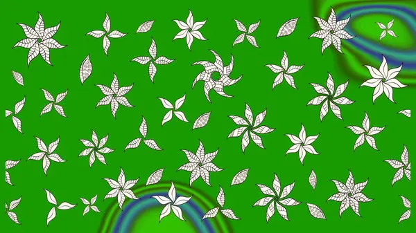 Çiçekli çiçek deseni, suluboya. Düz Çiçek Elementleri Tasarım Raster illüstrasyonu. Yeşil renkli çiçekler. Renkli Bahar Teması Eskiz Şablonu.