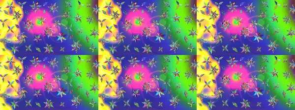 Çiçekler. Vadinin yeşil renkli çiçekleri. Soyut etnik raster çizim kalıbı.