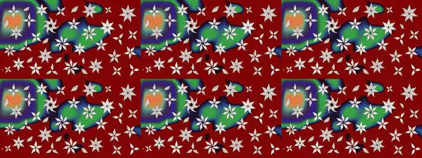 Raster illüstrasyonundaki çiçek desenli çizim. Suluboya tarzında kırmızı renkte çiçekler.