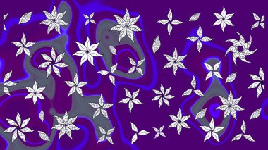 Çiçekli karalama şeklinde Raster çiçek deseni. Nazik, sevimli çiçek arkaplanı. Mor renkte çiçekler.