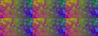 El çizimi. Raster illüstrasyonu. Çiçekli, yapraklı, çiçek desenli çizim..