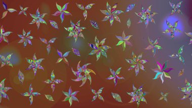 Renkli Bahar Teması eskiz kalıbı. Raster Modaya uygun kumaş deseni. Düz Çiçek Elementleri Tasarımı. Kahverengi renkli şirin çiçek deseni.