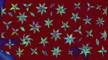 Kırmızı el çizilmiş desen. Karalama çiçekleri çizim kalıbı. Raster deseni. Sanat tarzından esinlenilmiş çiçekler ve arkaplan.