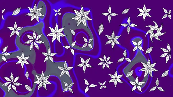 Çiçekli karalama şeklinde Raster çiçek deseni. Nazik, sevimli çiçek arkaplanı. Mor renkte çiçekler.