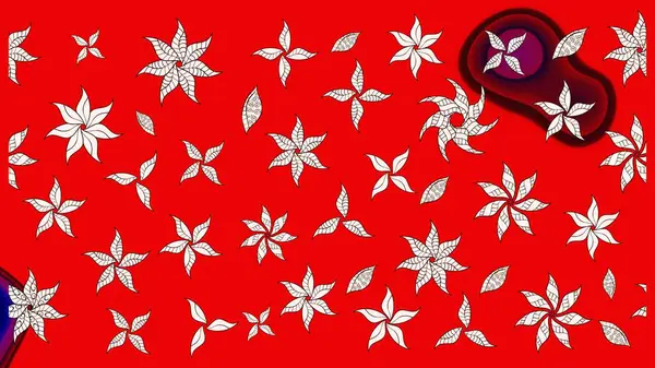 Vadinin çiçekleri kırmızı renklerde. Çiçekler. Soyut etnik raster çizim kalıbı.