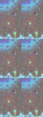 Gri renkli çiçekler. Çiçek desenli çizim. Raster illüstrasyonu. Raster illüstrasyonu. Asya tekstil tarzında.