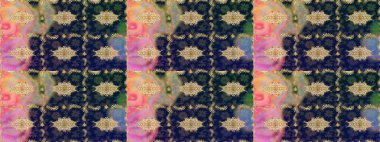 Altın desenli çiçek dekoru. Doğu tarzı element. Tasarım şablonu için çizgi çizimi sınırı. Davetiyeler, kartlar, web sayfası için Raster illüstrasyon. Mavi renklerdeki altın element.