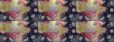 Çizgisiz desen. Şirin çiçekler. Raster Moda kumaş deseni.