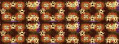 Kış kar taneleri, raster arka plan. Yüzey için tekrarlanan doku, ambalaj kağıdı, kahverengi, turuncu ve sarı renkte kar tanesi.