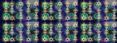 Soyut kış mavisi, gri ve yeşil süs. Yuvarlak raster kar tanesi. Raster illüstrasyonu. Güzel kar tanesi. Renkli arka planda izole tatlı kar taneleri.