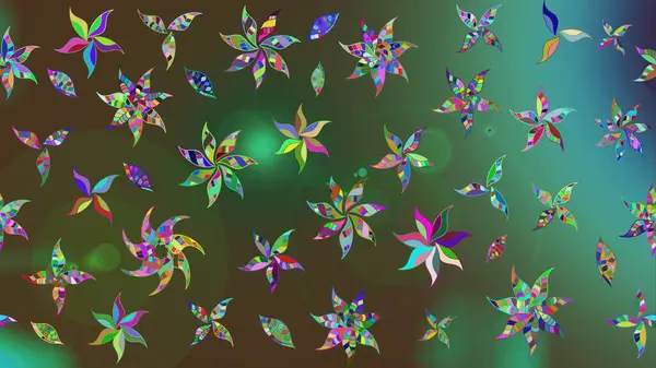 Motley illüstrasyonu. Küçük renkli çiçekler. Çiçekli bahar çiçekleri. Küçük çiçekte güzel bir desen. Robot resim. Moda baskıları için zarif bir şablon.