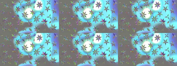 Raster suluboya çiçek deseni, narin çiçekler, mavi çiçekler, tebrik kartı şablonu. Raster Güzel kumaş deseni.