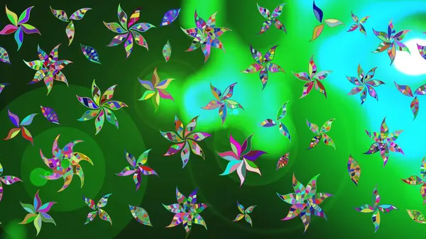 Yeşil renkli çiçekler. Çiçekli karalama şeklinde Raster çiçek deseni. Nazik, narin çiçek arkaplanı.