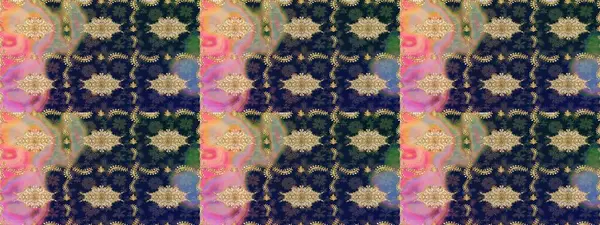 Altın desenli çiçek dekoru. Doğu tarzı element. Tasarım şablonu için çizgi çizimi sınırı. Davetiyeler, kartlar, web sayfası için Raster illüstrasyon. Mavi renklerdeki altın element.