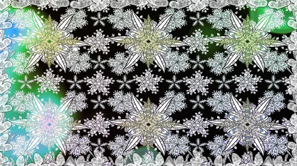 Güzel kumaş deseni. Zentangle soyut çiçekleri. Karalama çiçeği. Renkli Bahar Temalı Kusursuz Arkaplan. Düz Çiçek Elementleri Tasarımı. Raster illüstrasyonu.