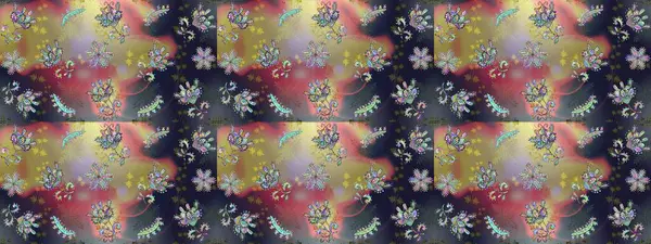 Çizgisiz desen. Şirin çiçekler. Raster Moda kumaş deseni.