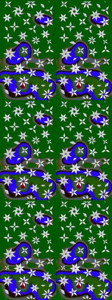 Çiçekli karalama şeklinde Raster çiçek deseni. Nazik, narin çiçek arkaplanı. Yeşil renkte çiçekler.