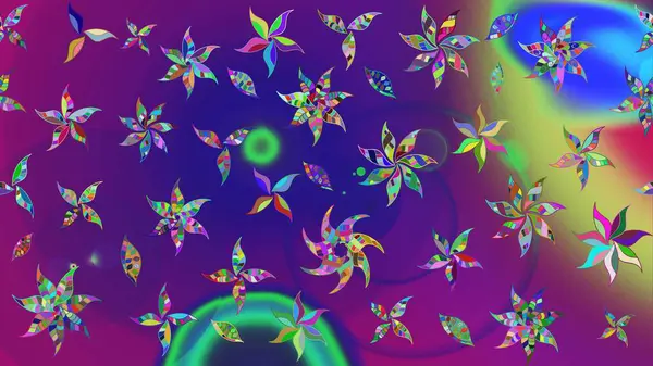 Çiçek desenli çizim. Raster illüstrasyonu. Raster illüstrasyonu. Mor renkli çiçekler. Asya tekstil tarzında.