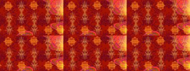 Düz Çiçek Elementleri Tasarımı. Renkli Bahar Teması eskiz kalıbı. Raster Modaya uygun kumaş deseni. Kırmızı, turuncu ve sarı renkli şirin çiçek deseni.