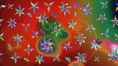 Kırmızı renkte şirin bir tekstil. Renkli çizim kalıbı. Raster illüstrasyonu. Çiçek duvar kâğıdı. Çiçek arka planı.