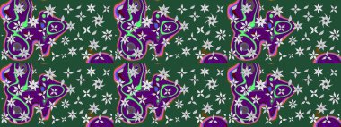 Kumaş desenli papatya çiçeği detayı. Yeşil renkte çiçekler.