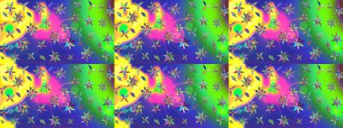 Küçük çiçekteki sevimli çiçek deseni. Raster illüstrasyonu. Modaya uygun kumaş deseni. Tony 'nin kumaş desenini çiz.