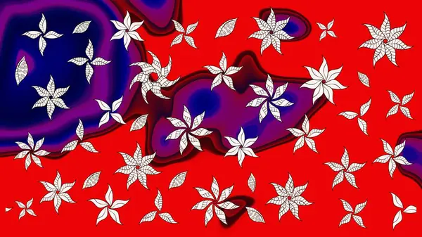 Nazik, narin çiçek arkaplanı. Çiçekli karalama şeklinde Raster çiçek deseni. Kırmızı renkte çiçekler.