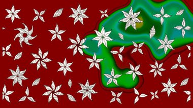 Kırmızı renkte çiçekler. Renkli Bahar Teması eskiz kalıbı. Çiçek desenli eskiz. Düz Çiçek Elementleri Tasarım Raster illüstrasyonu.