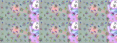 Gri renkli çiçekler. Raster illüstrasyonunda çiçek deseni çizimi.