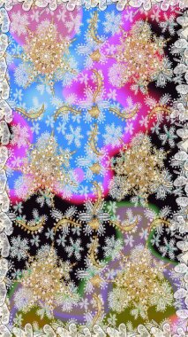 Klasik barok çiçekli, nötr yerine altın desenli. Lüks, kraliyet ve Viktorya dönemi konsepti. Tarafsız renklerde altın element. Süslü raster dekorasyonu.