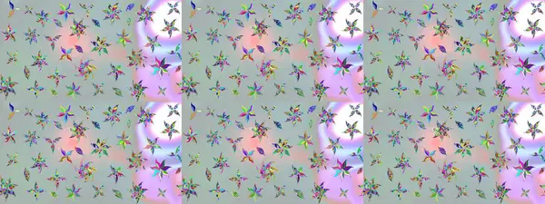 Gri renkli çiçekler. Raster illüstrasyonunda çiçek deseni çizimi.