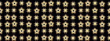 Siyah, sarı ve kahverengi renkli kar tanesi süsü. Kar tanesi süsü Raster illüstrasyonu. Güzel süs eşyası. Kar taneleri izole edildi.