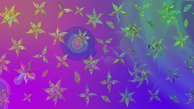 Mor renklerde. 3D çiçekler, eskiz. Raster illüstrasyonu.