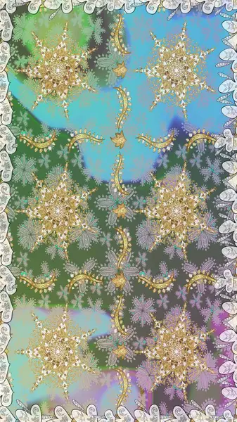 Klasik klasik klasik arka plan. Tarafsız renklerde, altın elementlerle kusursuz desen. Klasik raster sarısı, kusursuz desen. Geleneksel oryantasyon süsü.