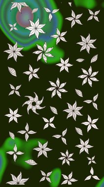 Yaz çiçekleri teması. Klasik çiçekler. Gri renkler. Suluboya resim taklit Raster çizimi. El çizimi soyut süslü elementler.